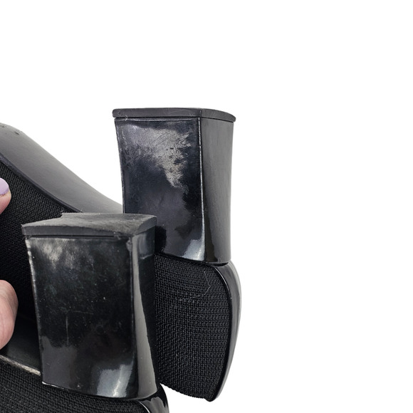 Shoes Stuart Weitzman black fabric square toe block heel pumps 7.5 - Picture 6 of 12